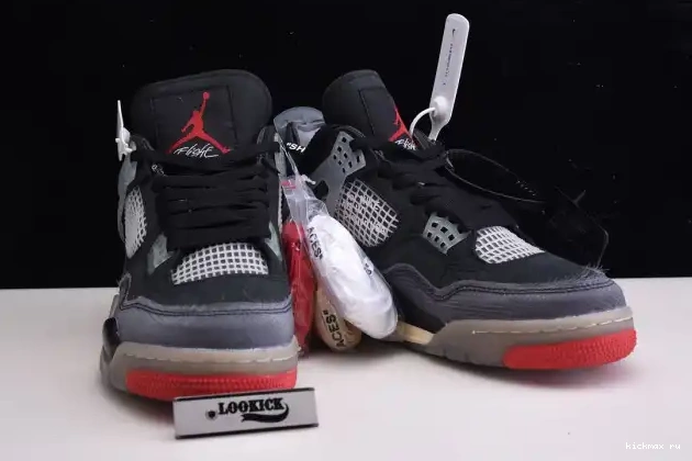 Rep Kickmax 4 Bred Air Jordan Retro CV9388-001 Off x White 0529